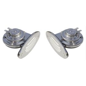 Schmitt Marine Mini Stainless Steel Dual Drop-In Horn w/Stainless Steel Grills High &amp; Low Pitch