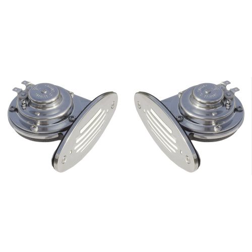 Schmitt Marine Mini Stainless Steel Dual Drop-In Horn w/Stainless Steel Grills High &amp; Low Pitch