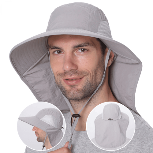 Outdoor Fisherman Hat for Men Women Summer Quick Drying Neck Protection Visor Cap Anti UV Breathable Fishing Safari Hat