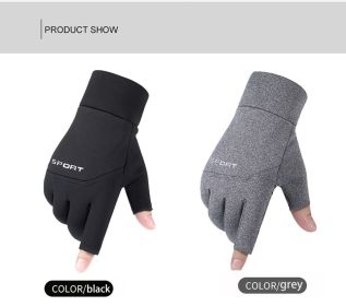Winter Fishing Gloves Women Men Universal Keep Warm Fishing Protection Anti-slip Gloves 2 Cut Fingers Outdoor Angling (Color: 2 Pairs, size: L)